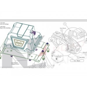 Kit déport boîtier relais 1.5m avec cosse coudée treuil Warn Tabor VR Zeon