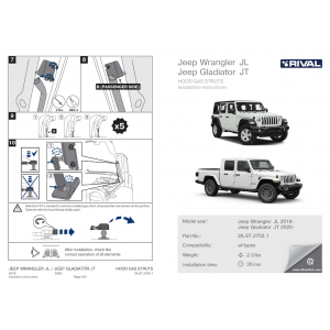 Paire de vérins de capot Jeep Wrangler JL 2018+  2A.ST.2702.1