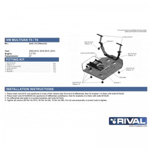 Volkswagen T5 T6 T6.1 Blindage Alu 6mm RIVAL différentiel arrière 2333.5845.1.6