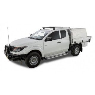 Mitsubishi L200 2018-Heavy Duty RLT600 Rainure Monté Noir 1 barre de toit (Avant)