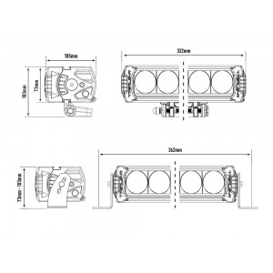 Phare led TRIPLE-R 6 (850) noir LAZER