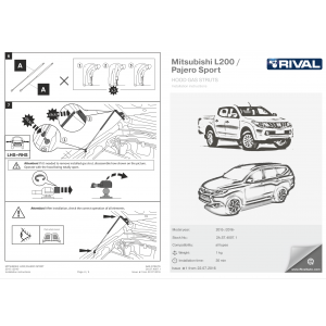 Paire de vérins de capot pour Mitsubishi L200  et Pajéro sport 2A.ST.4007.1